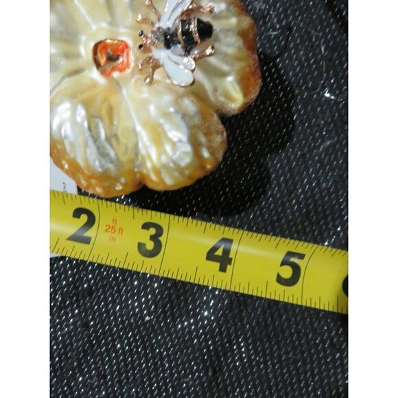 BOGO Handblown Glass Christmas Ornament Flower & Enamel Metal Bee crystal stones - Picture 5 of 6